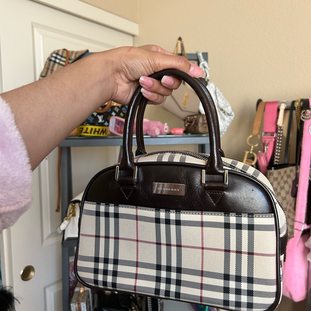 Burberry Brown and Cream Satchel Bag